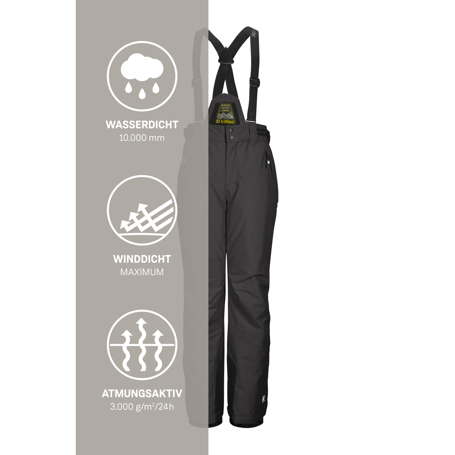Kinder killtec Steingrau KSW 214 BYS SKI PNTS 00266 176 Latzhose