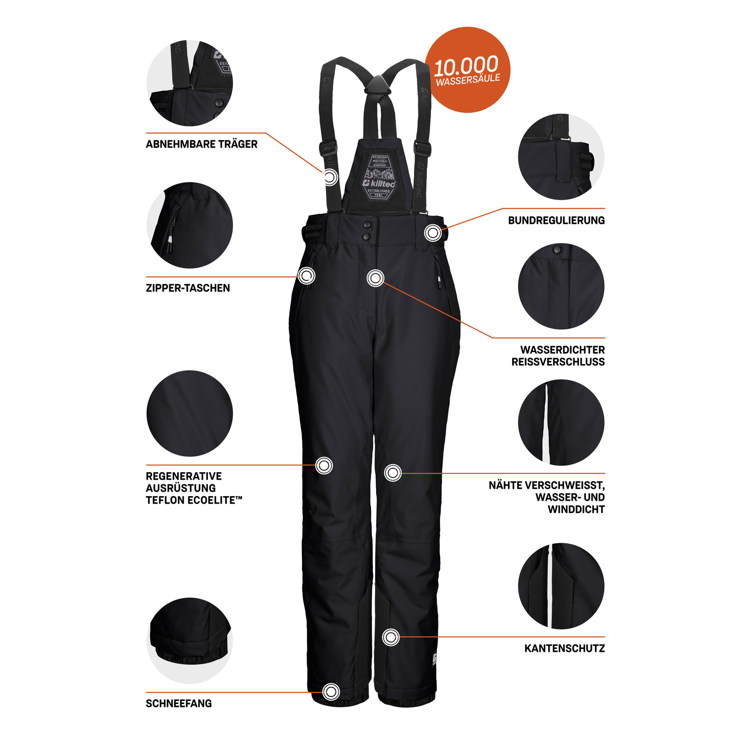 Kinder killtec Schwarz KSW 213 GRLS SKI PNTS 00200 176 Latzhose