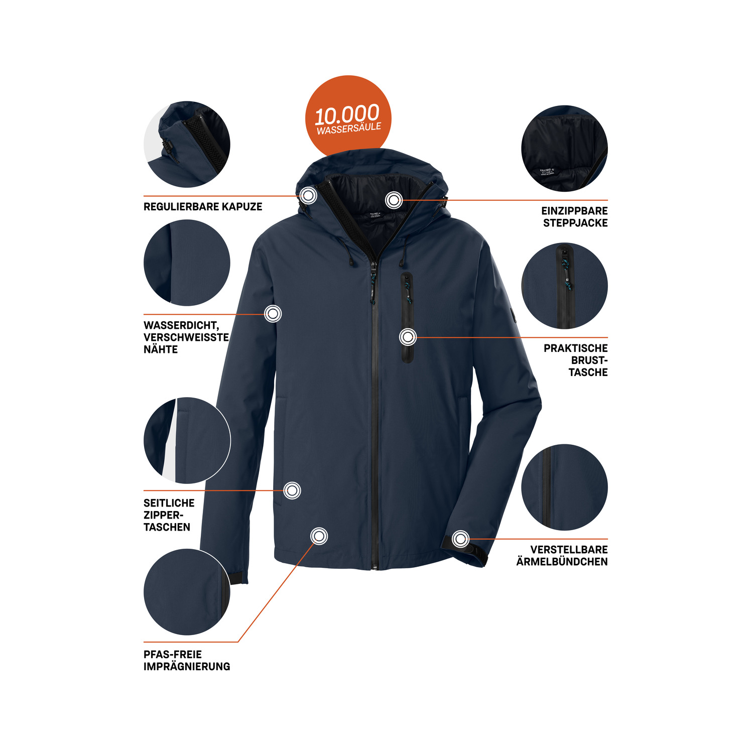 Herren killtec Blau KOW 95 MN JCKT 00811 4XL Doppeljacke
