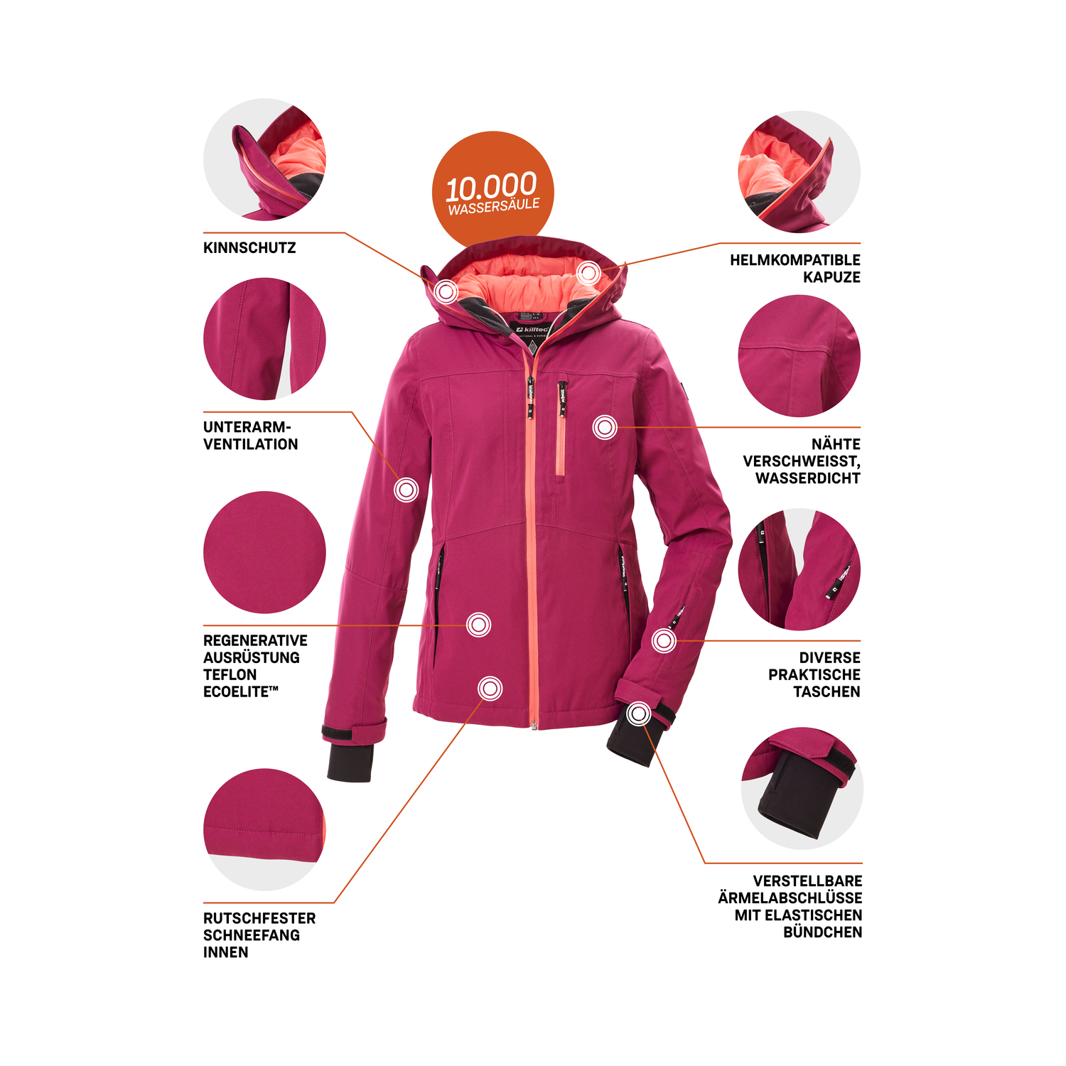 Damen killtec Pink  KSW 276 WMN SKI JCKT