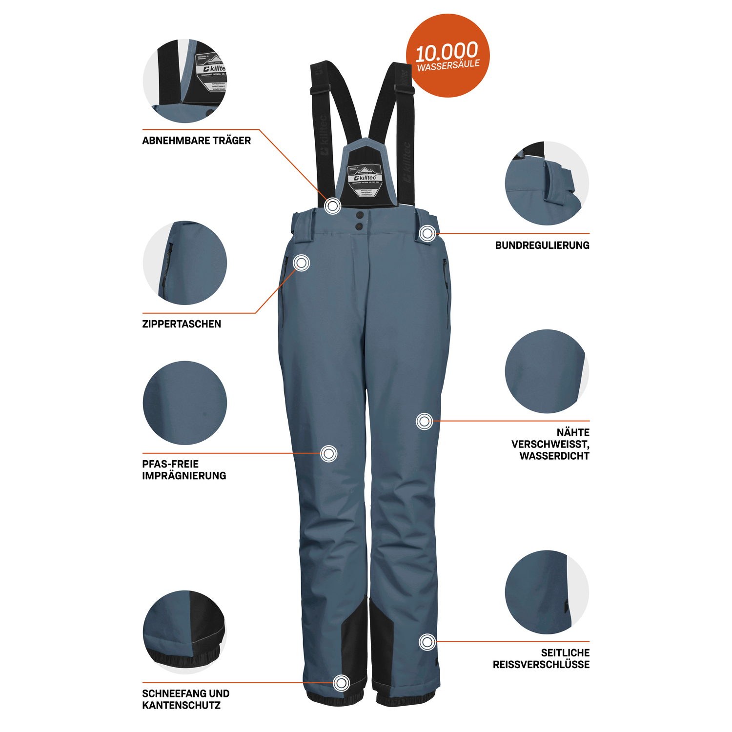 Damen killtec Blau KSW 249 WMN SKI PNTS_ERIELLE 00839 50 Latzhose