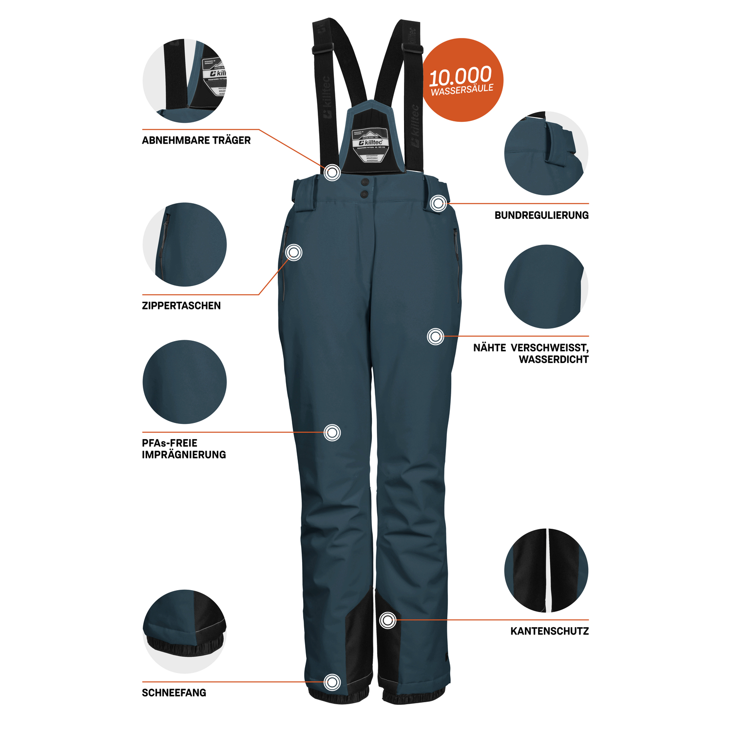 Damen killtec Petrol KSW 249 WMN SKI PNTS 00744 50 Latzhose