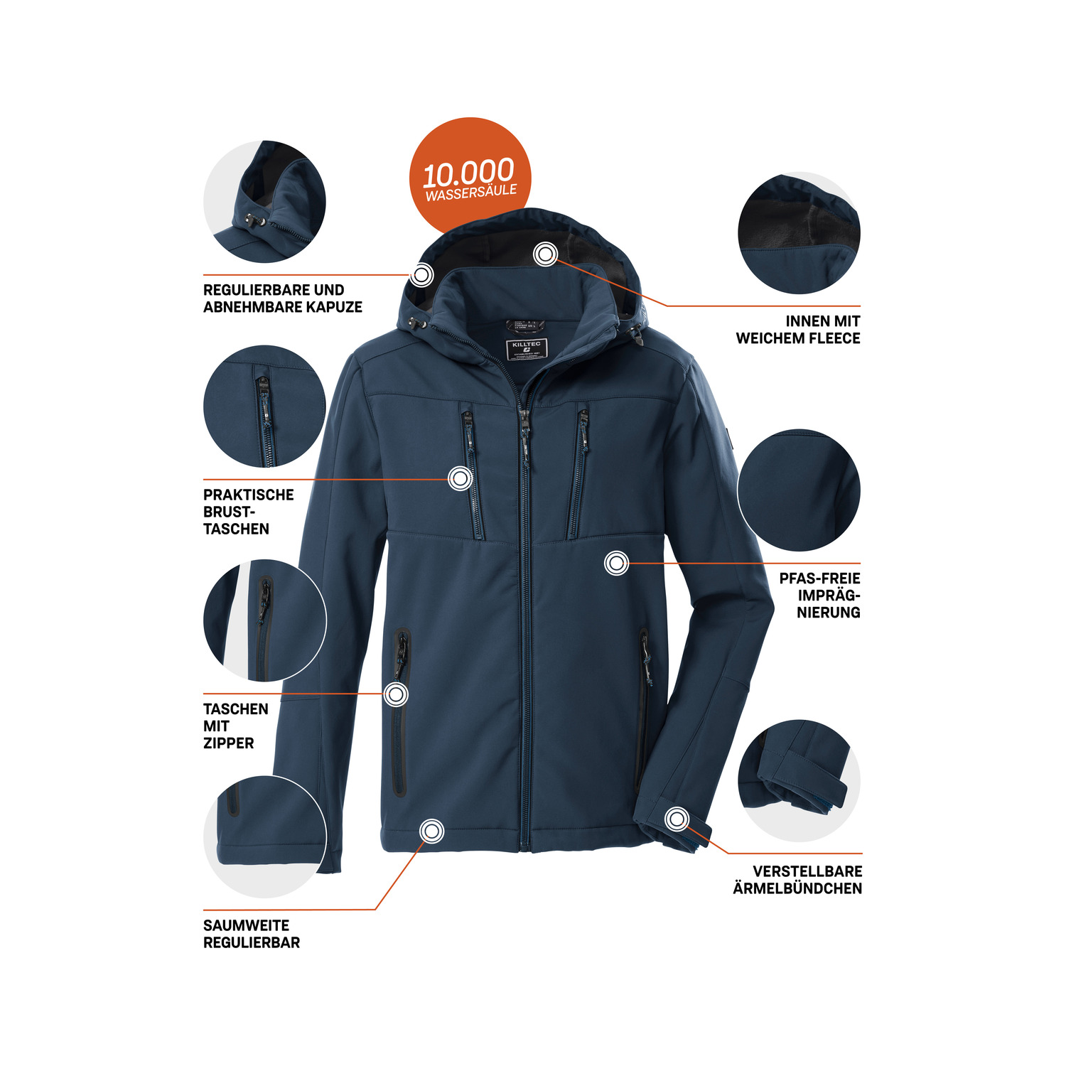Herren killtec Blau KOW 79 MN SFTSHLL JCKT 00811 4XL Funktionsjacke