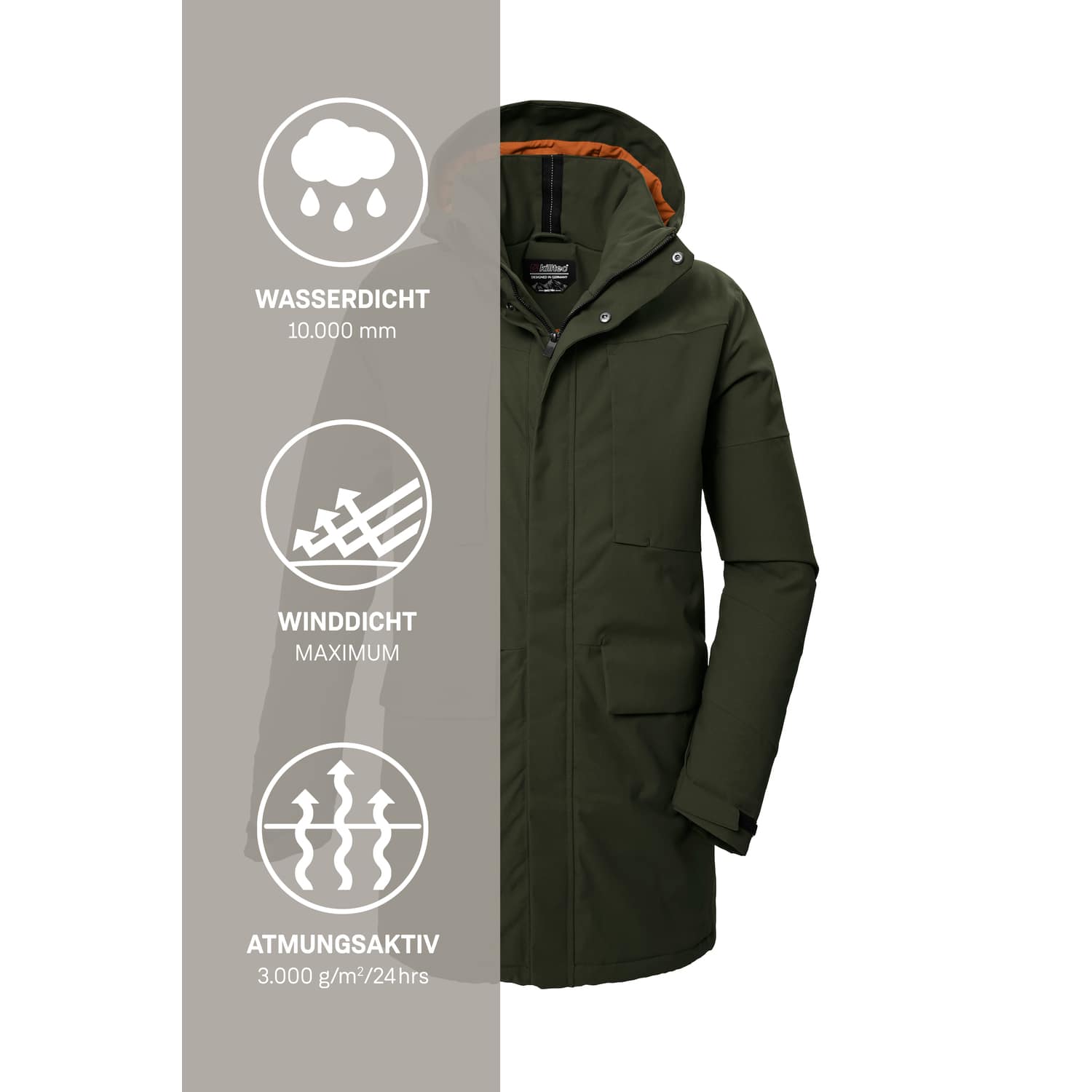 Herren killtec Grün KOW 80 MN PRK 00250 XXL Mantel