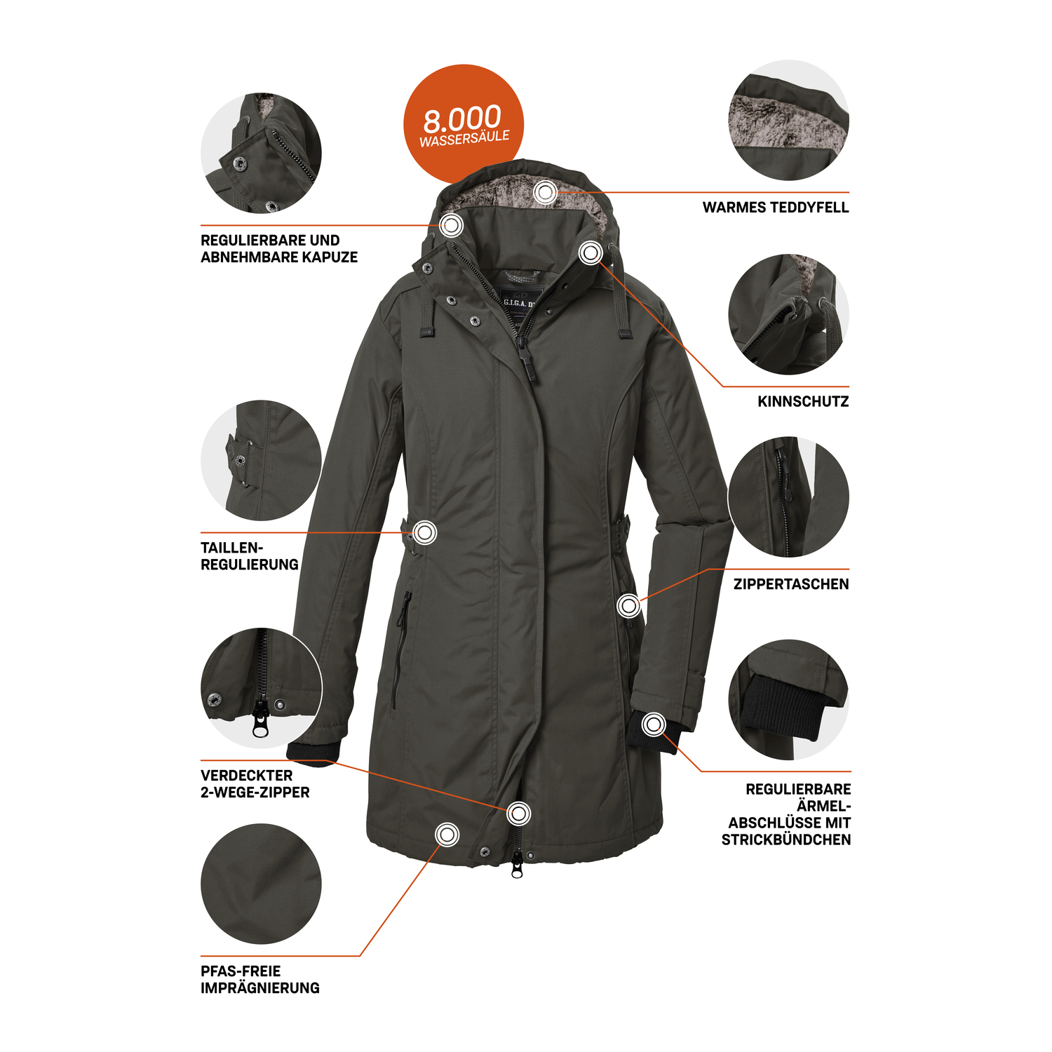 Damen G.I.G.A. DX by killtec Grün GW 70 WMN PRK 00754 44 Mantel