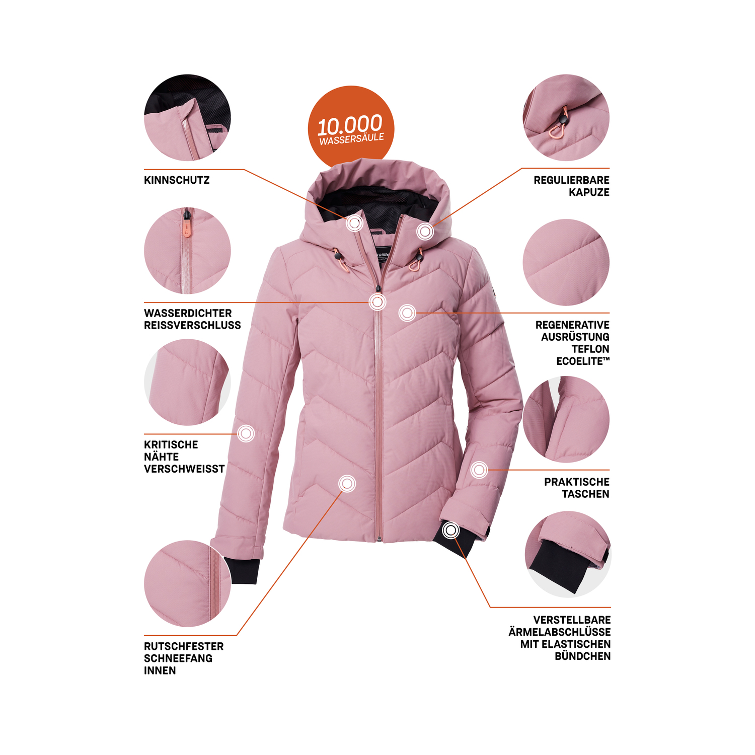 Damen killtec Rot KSW 31 WMN SKI QLTD JCKT 00401 50 Funktionsjacke