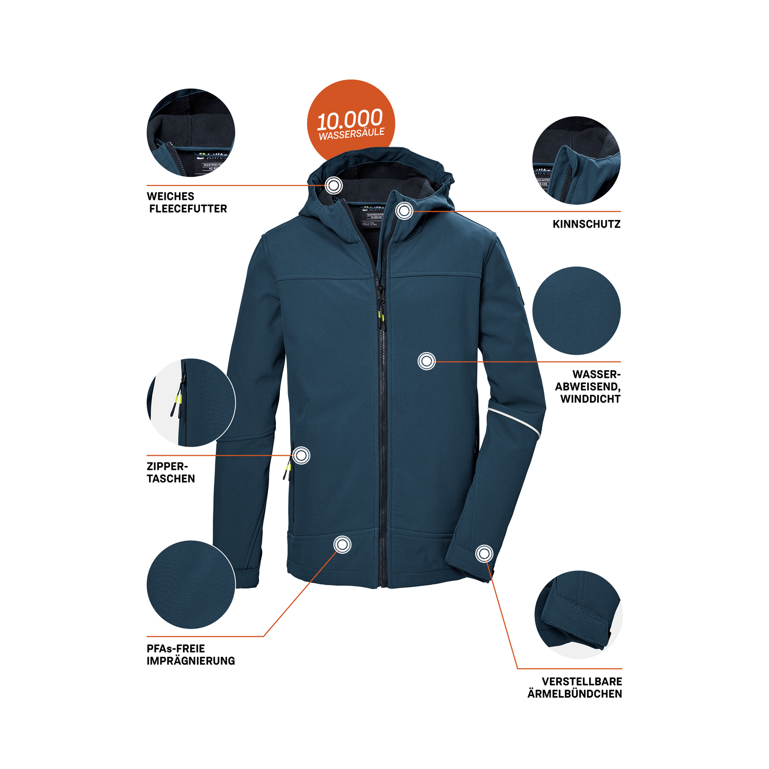 Kinder Jungen killtec Blau KOS 143 BYS SFTSHLL JCKT 00262 176 Funktionsjacke