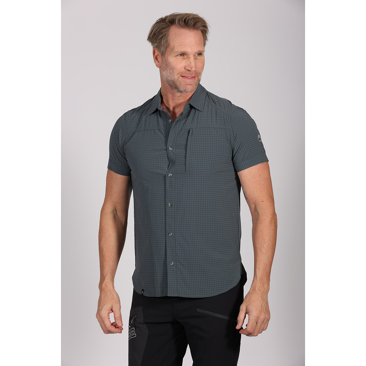 Herren Maul Sport Dunkelgrau Veniv 4XT - 1/2 Hemd karo elas 05 54 Hemd