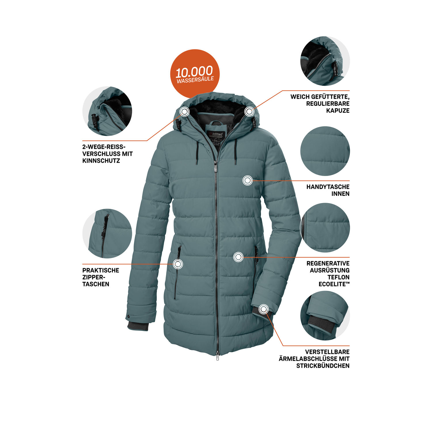 Damen killtec Blau KOW 55 WMN QLTD PRK 00824 50 Mantel