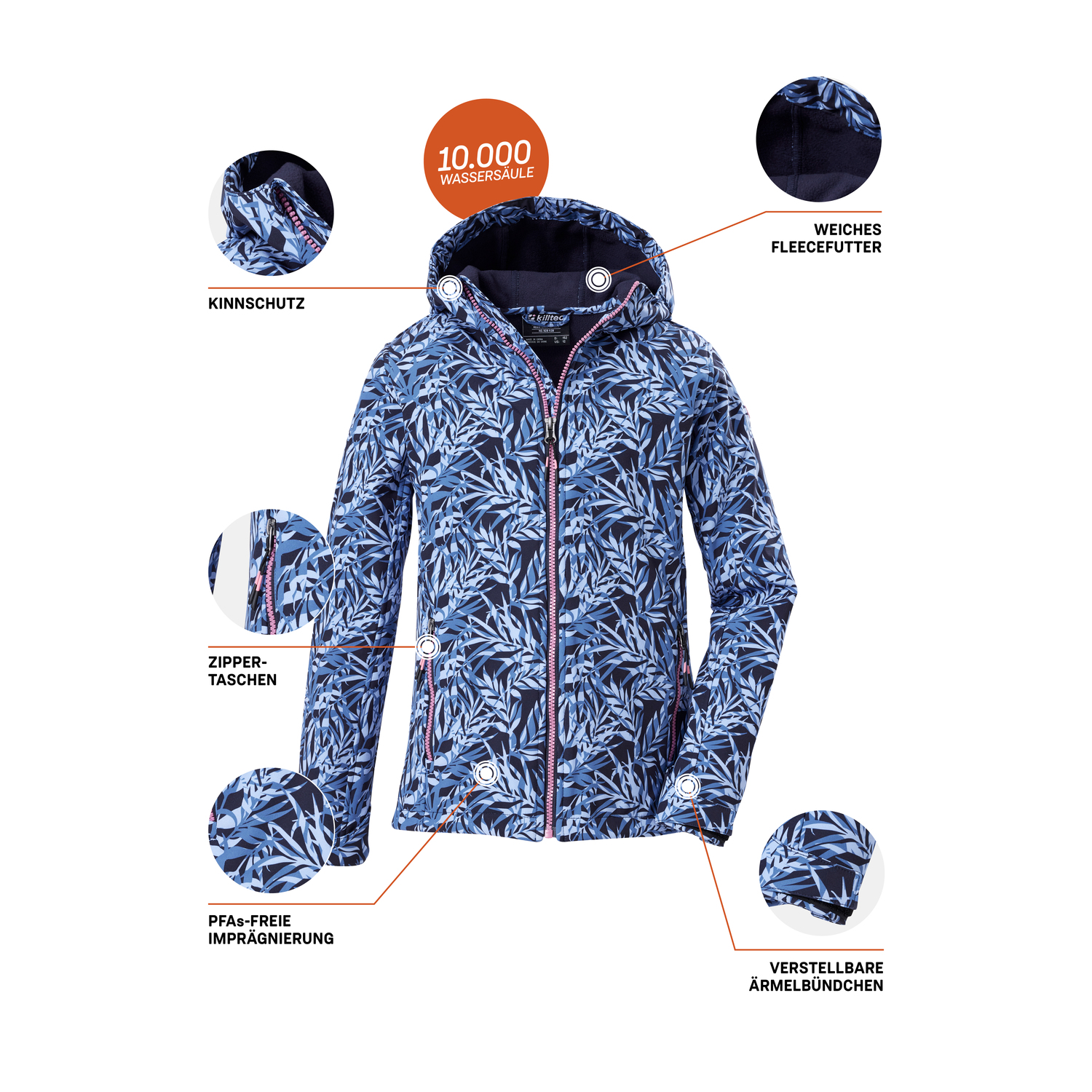 Mädchen Kinder killtec Blau Print Funktionsjacke