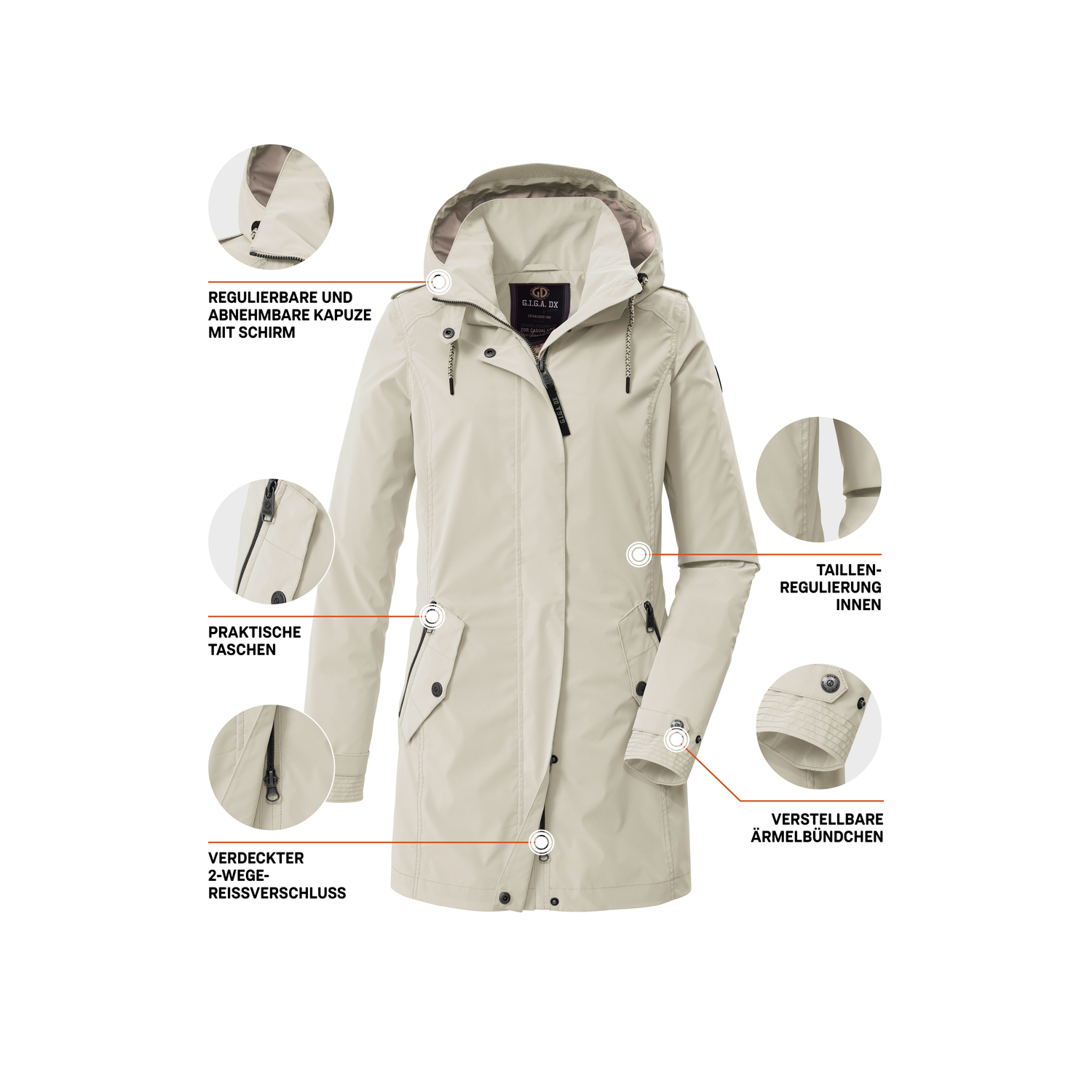 Damen G.I.G.A. DX by killtec Beige GS 94 WMN PRK 00106 50 Mantel