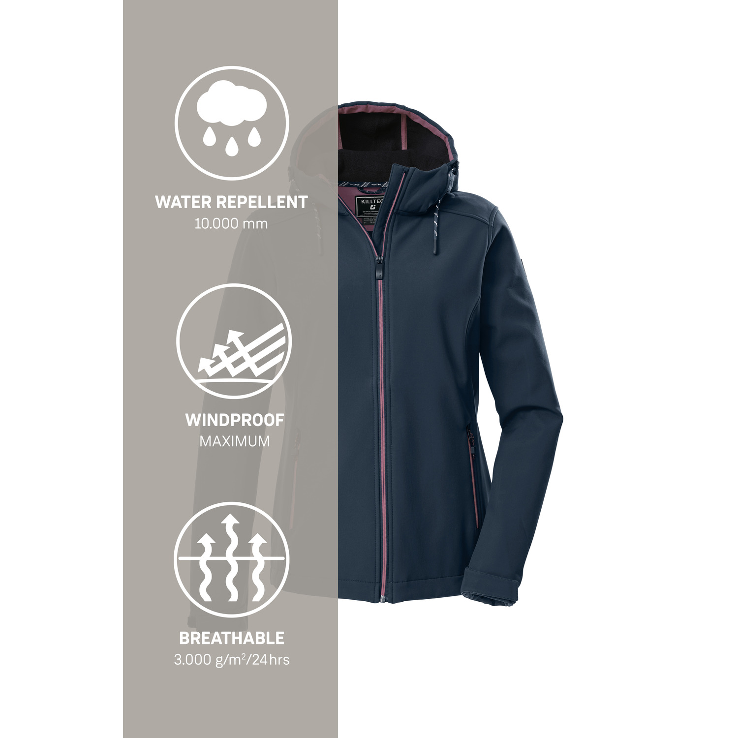 Damen killtec Blau KOW 8 WMN SFTSHLL JCKT 00830 50 Funktionsjacke