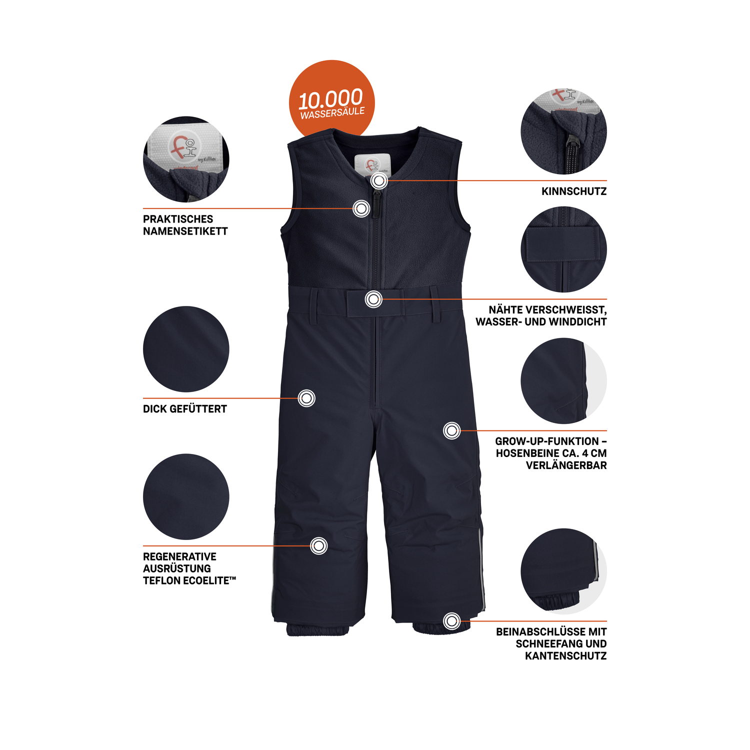 Minis first instinct by killtec Blau FISW 34 MNS SKI PNTS 00814 122/8 Latzhose