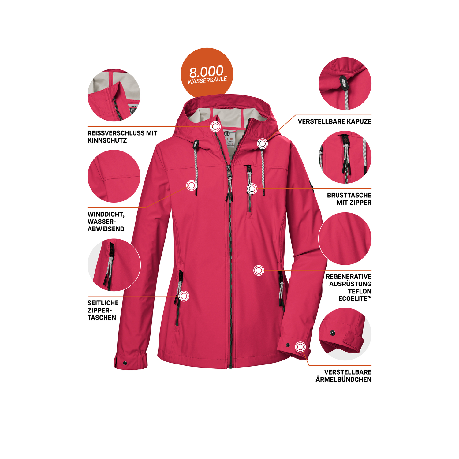 Damen G.I.G.A. DX by killtec Pink GS 74 WMN SFTSHLL JCKT 00442 50 Funktionsjacke