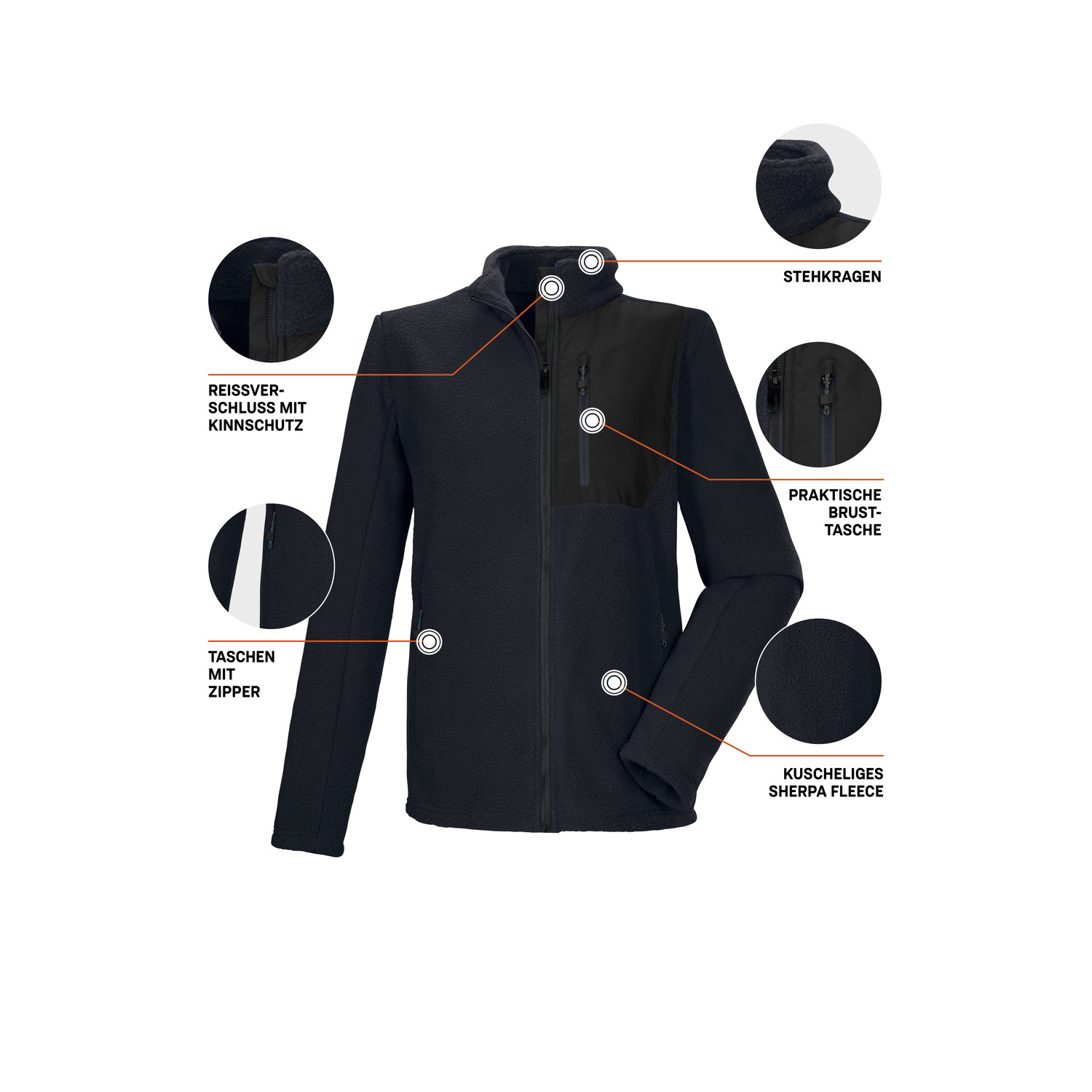 Herren killtec Schwarz KOW 105 MN FLC JCKT Unterjacke