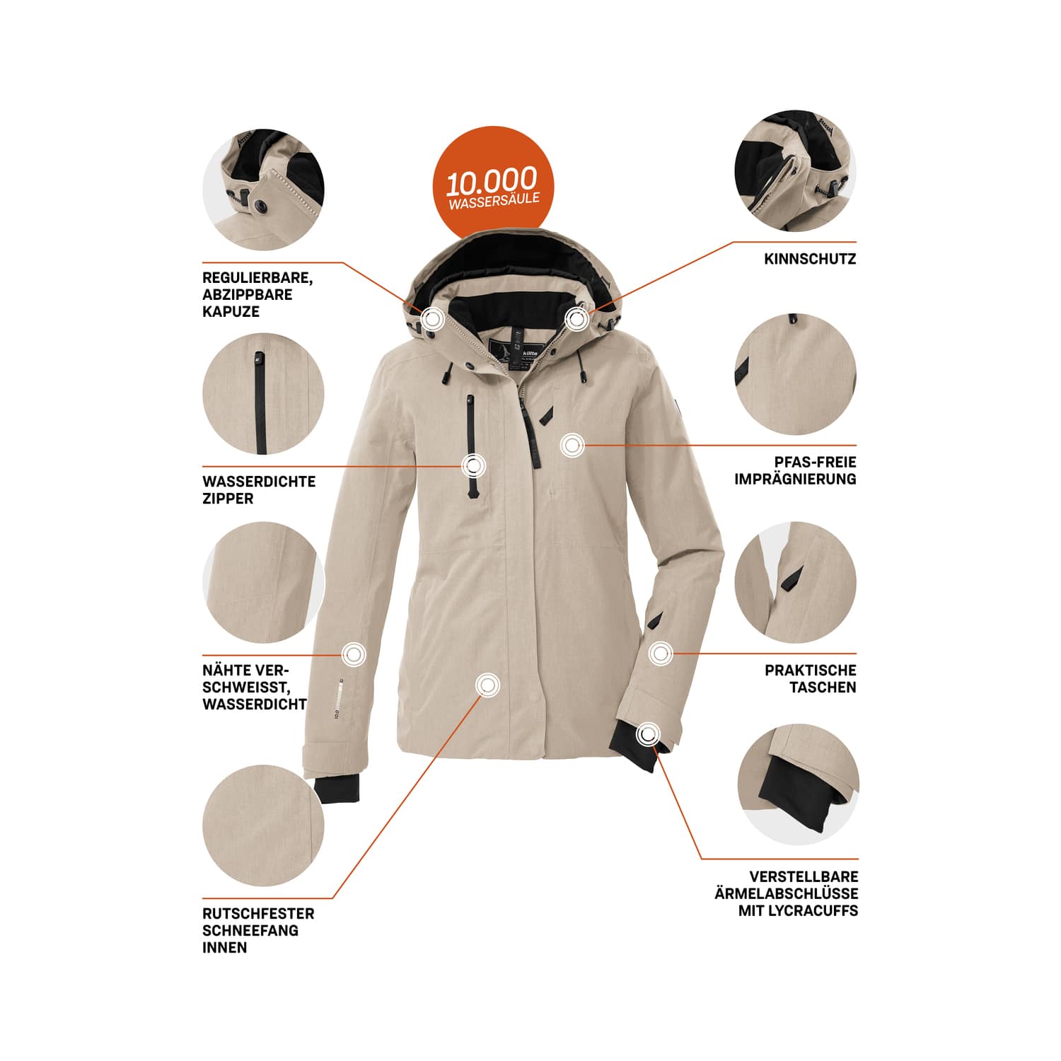 Damen killtec Grau KSW 35 WMN SKI JCKT 00274 46 Funktionsjacke