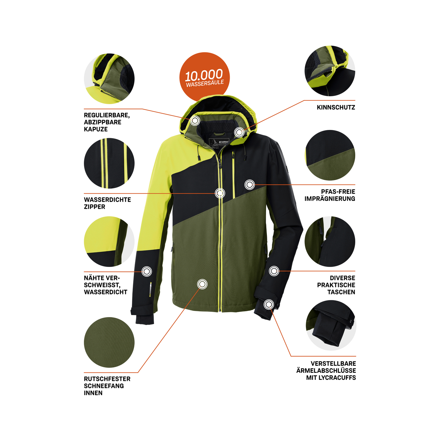 Herren killtec Grün KSW 32 MN SKI JCKT Funktionsjacke