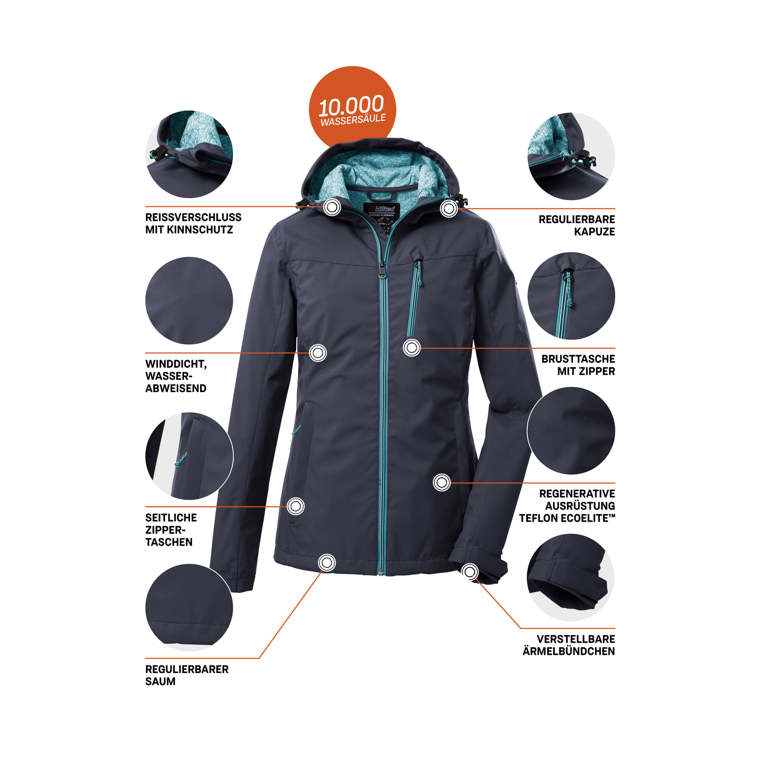 Damen killtec Blau KOS 89 WMN SFTSHLL JCKT Funktionsjacke