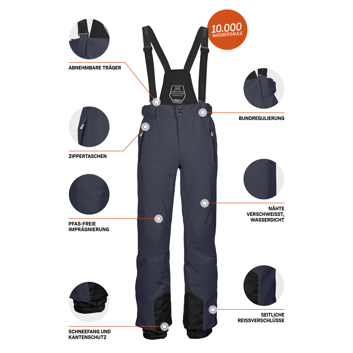 Herren killtec Blau KSW 100 ENOSH MN SKI PNTS 00830 4XL Latzhose