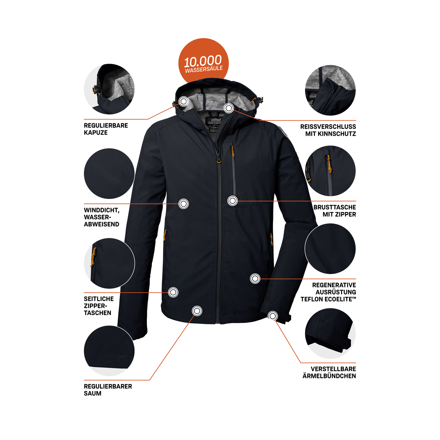 Herren killtec Schwarz KOS 259 MN SFTSHLL JCKT 00269 4XL Funktionsjacke