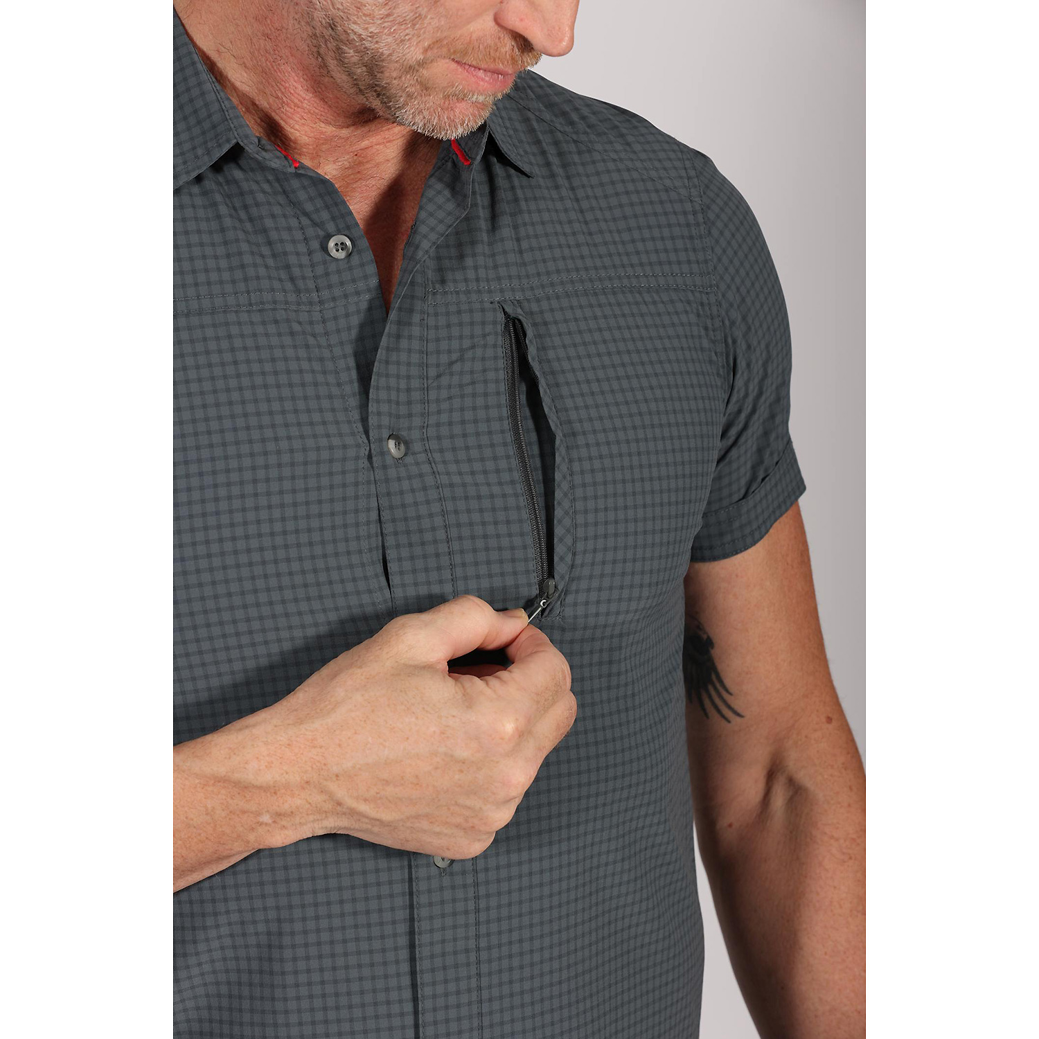 Herren Maul Sport Dunkelgrau Veniv 4XT - 1/2 Hemd karo elas 05 54 Hemd