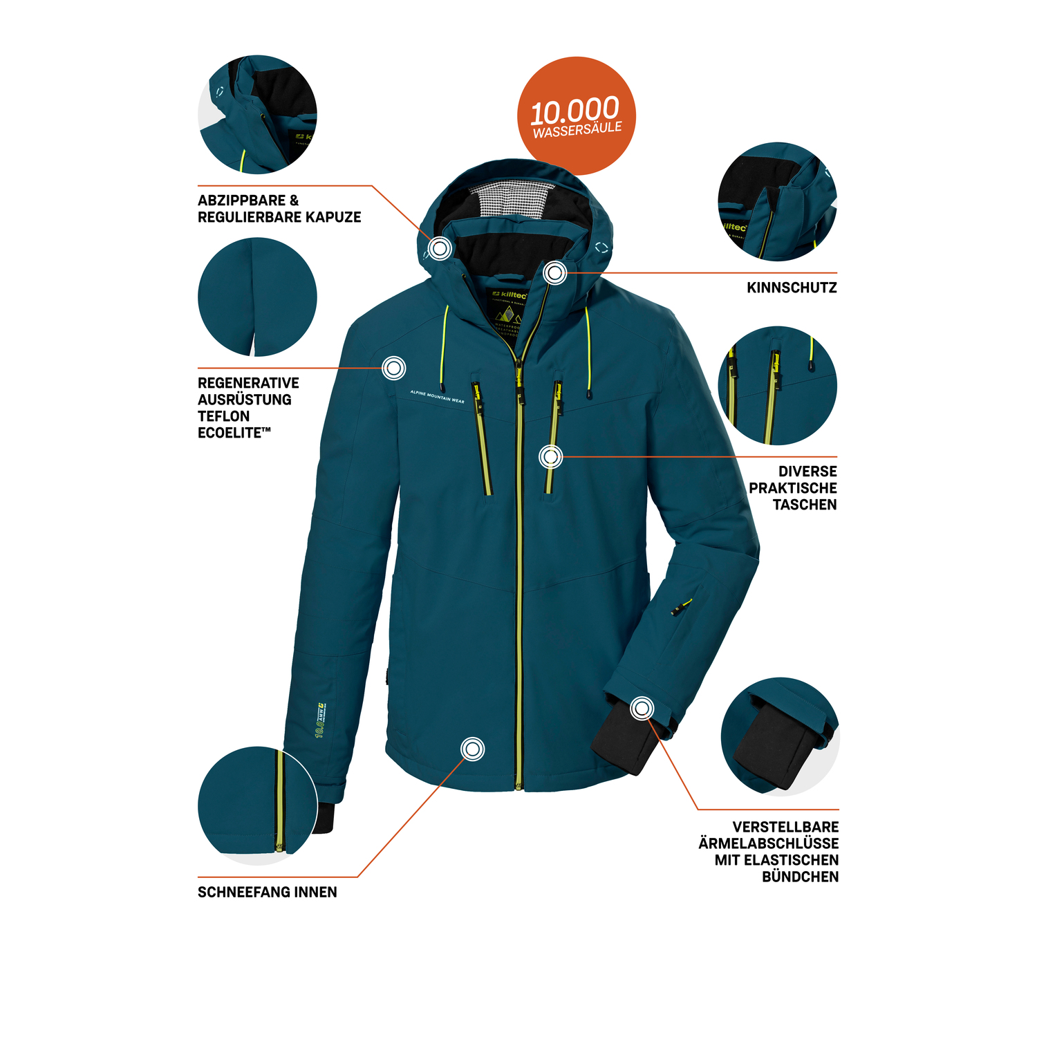 Herren killtec Petrol KSW 44 MN SKI JCKT 00836 4XL Funktionsjacke