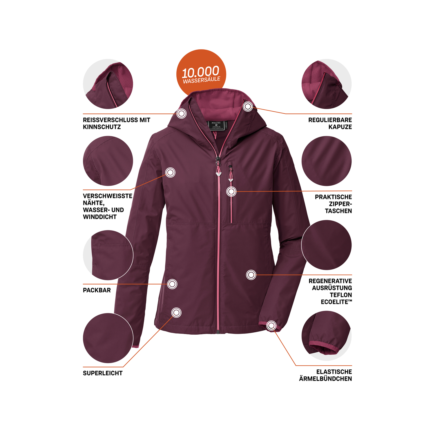 Damen killtec Violett KOS 73 WMN JCKT 00452 50 Funktionsjacke