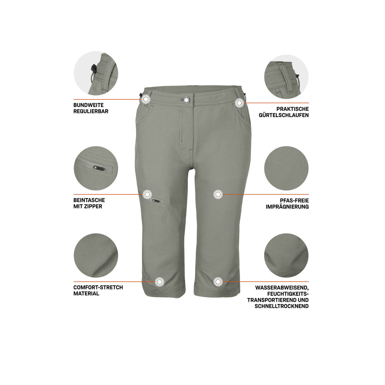 Damen killtec Oliv KOS 4 WMN PNTS 00762 54 Caprihose