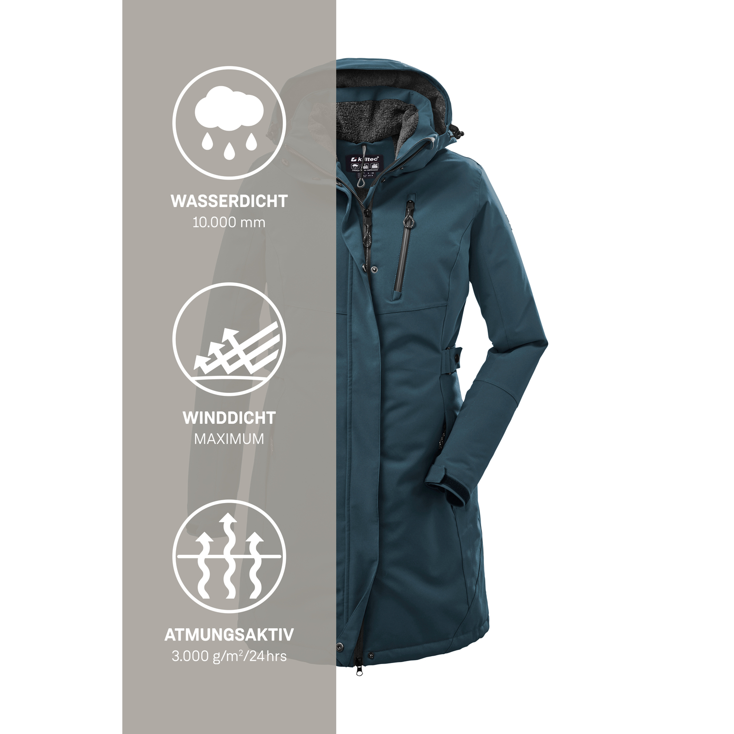 Damen killtec Petrol KOW 165 WMN PRK 00744 54 Mantel