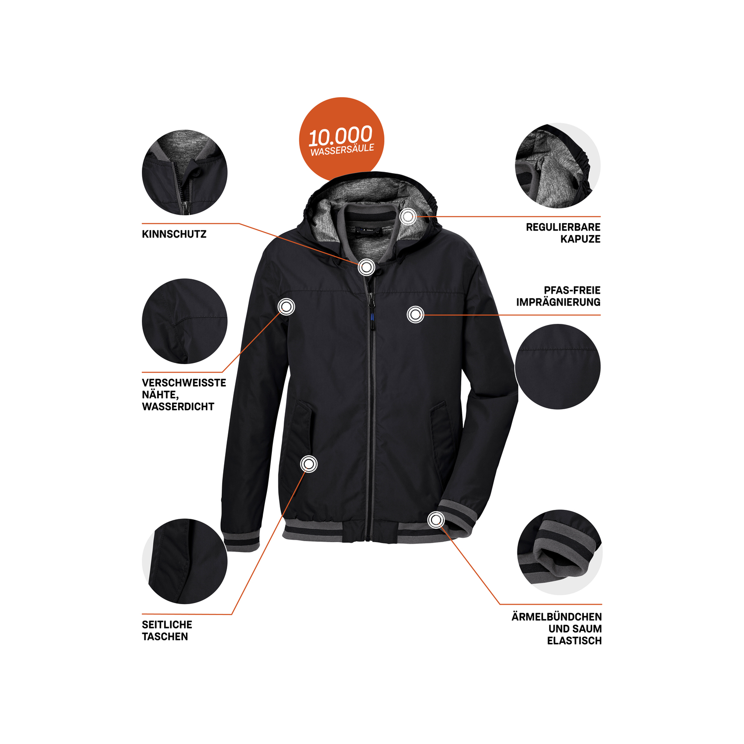 Jungen Kinder killtec Schwarz KOS 153 BYS JCKT 00200 176 Funktionsjacke