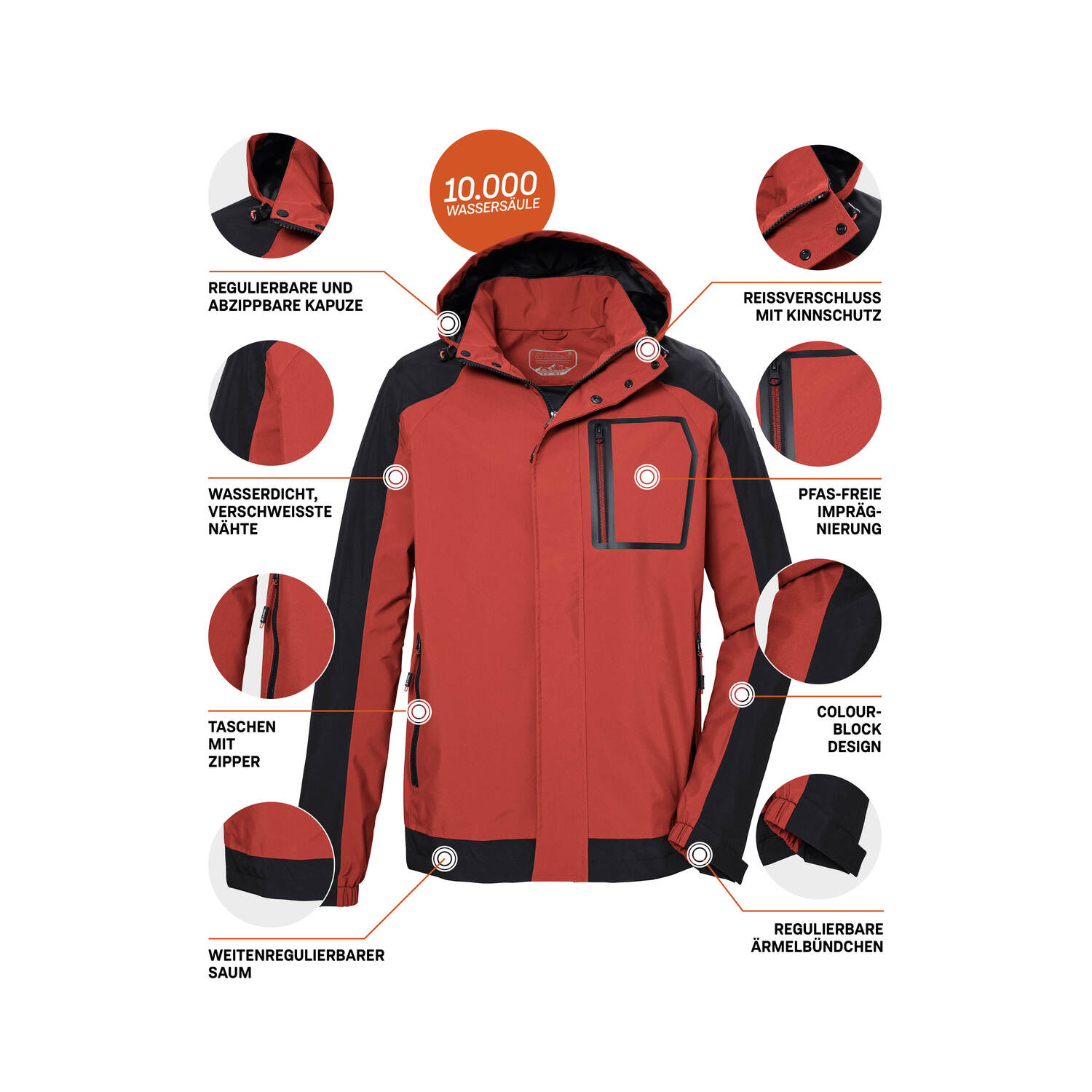 Herren killtec Rot KOS 54 MN JCKT 00407 4XL Funktionsjacke