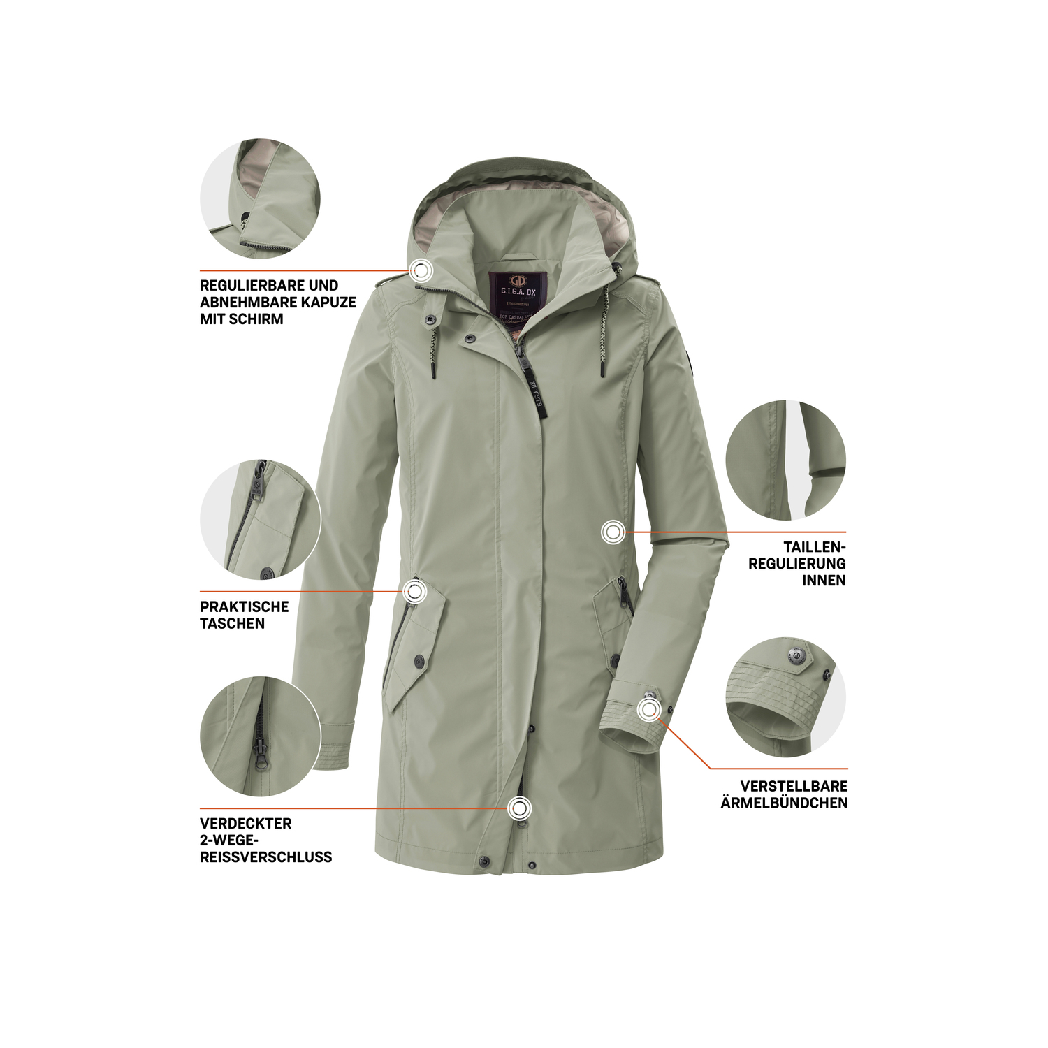 Damen G.I.G.A. DX by killtec Grün GS 94 WMN PRK 00704 50 Mantel