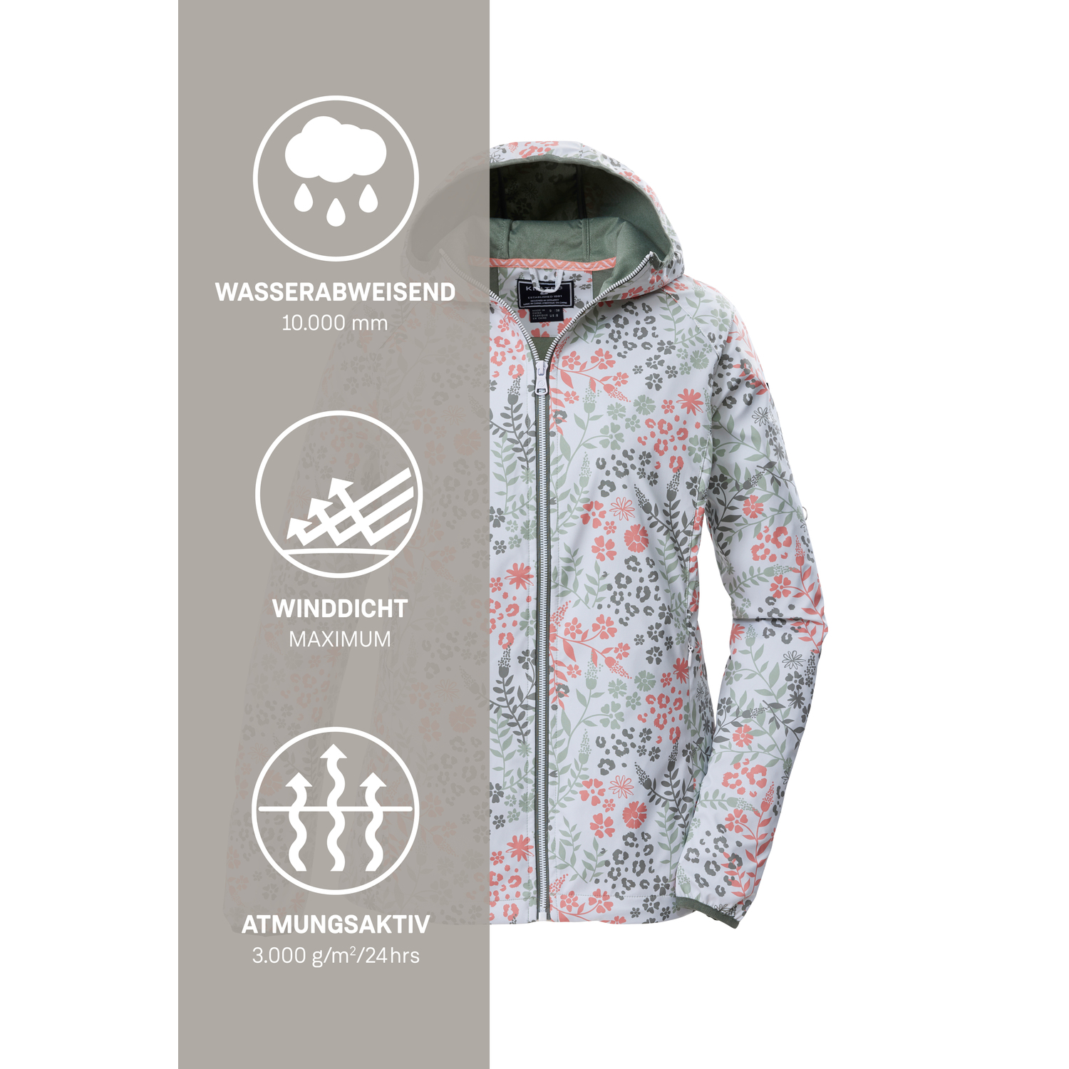 Damen killtec Grün KOS 14 WMN SFTSHLL JCKT AOP 00741 36 Funktionsjacke