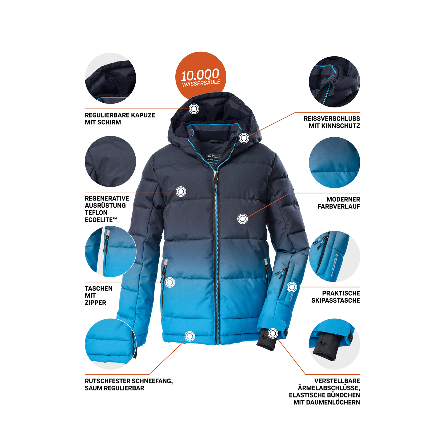 Jungen Kinder killtec Blau KSW 382 BYS QLTD JCKT Funktionsjacke