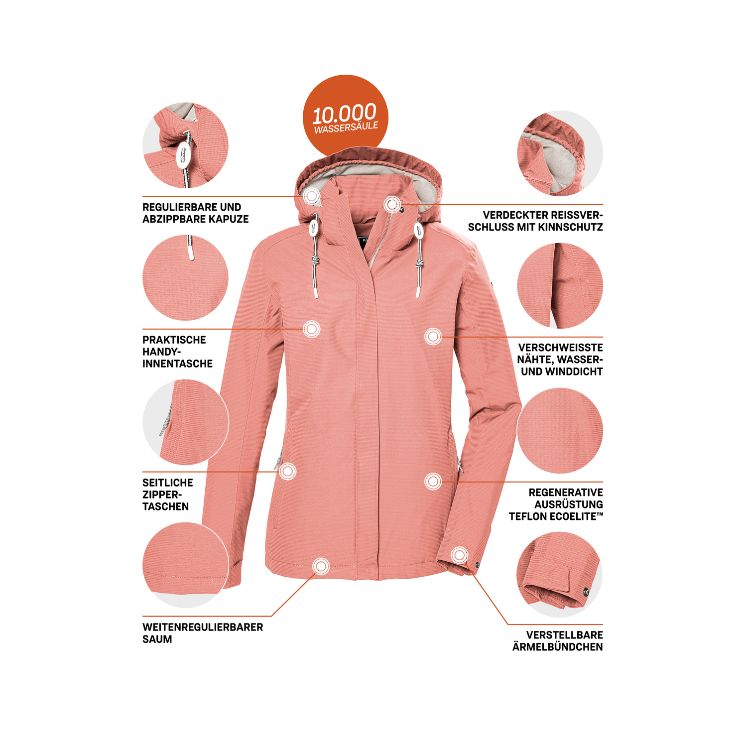 Damen killtec Orange KOS 61 WMN JCKT Funktionsjacke