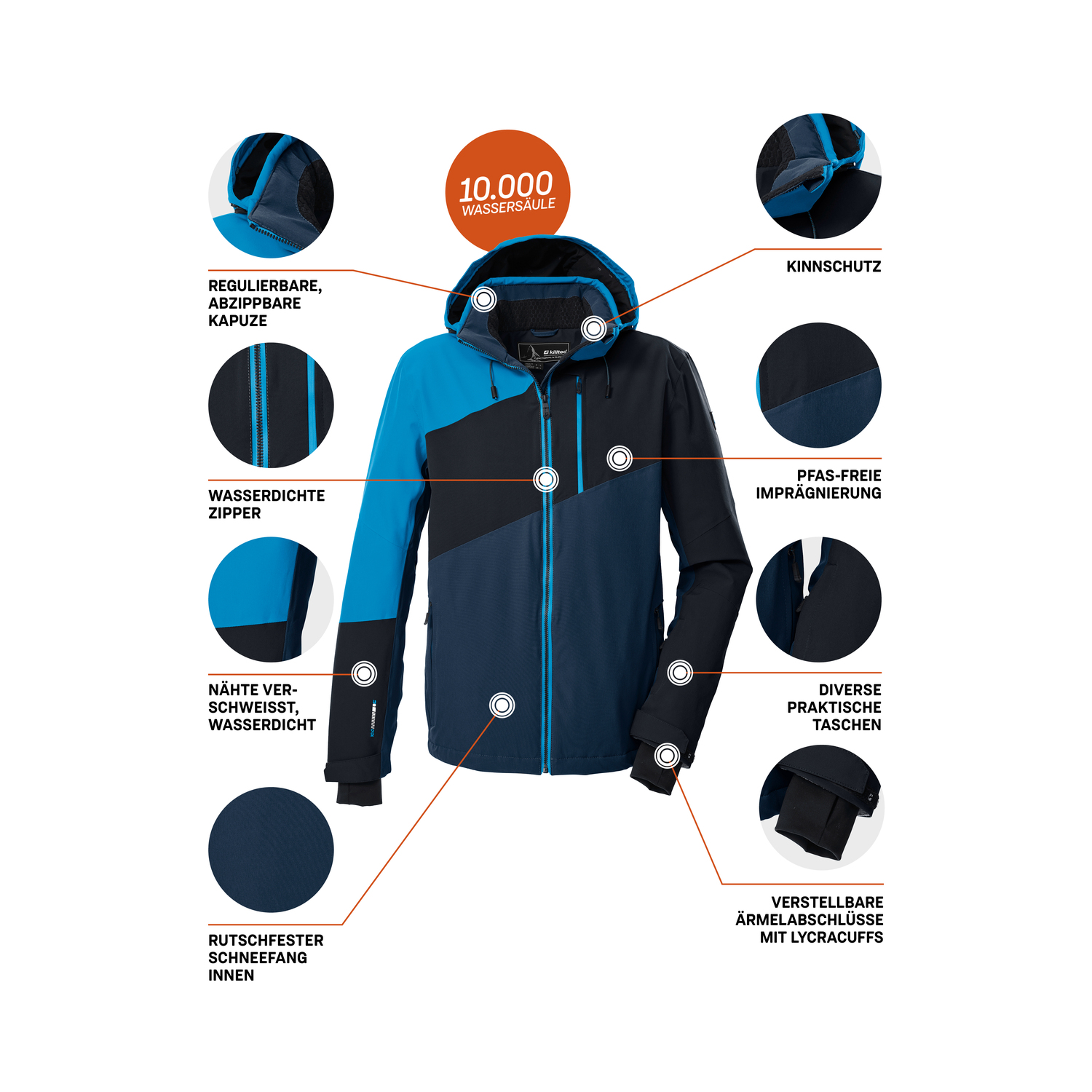 Herren killtec Blau KSW 32 MN SKI JCKT Funktionsjacke