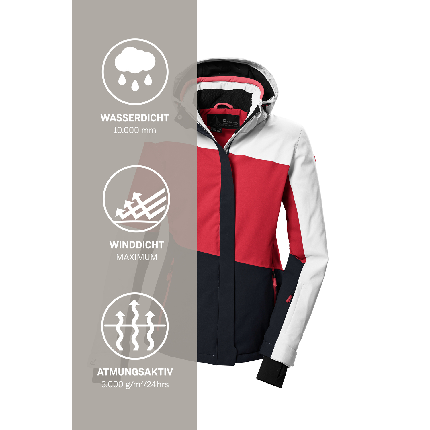 Damen killtec Rot KSW 67 WMN SKI JCKT 00475 50 Funktionsjacke