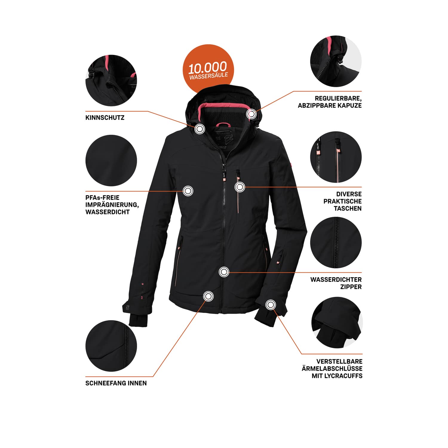 Damen killtec Schwarz KSW 36 WMN SKI JCKT 00200 46 Funktionsjacke