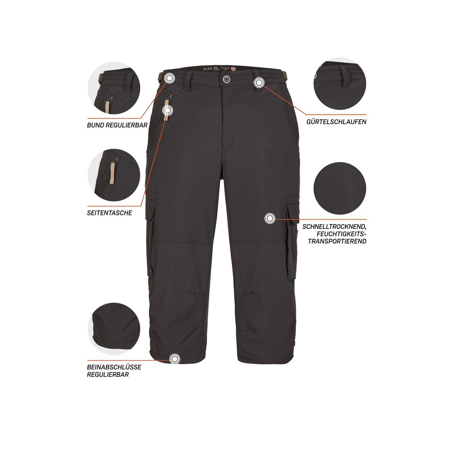 Herren G.I.G.A. DX by killtec Grau GS 35 MN PNTS 00203 60 Caprihose