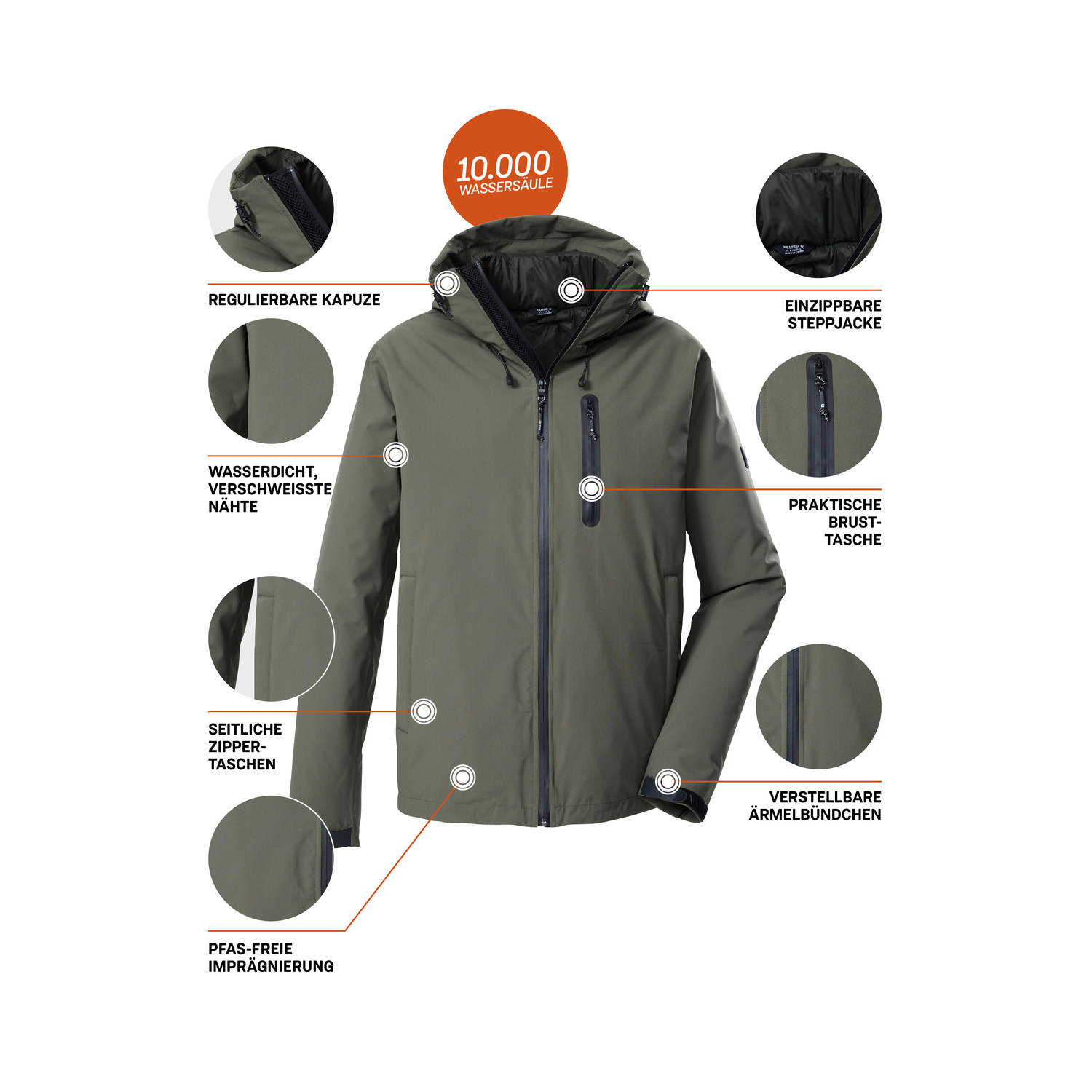 Herren killtec Oliv KOW 95 MN JCKT 00717 4XL Doppeljacke