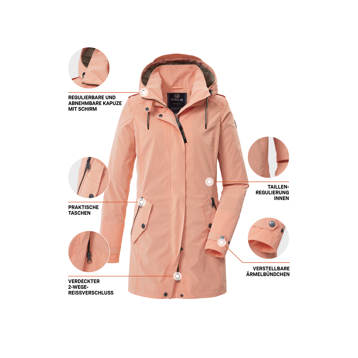 Damen G.I.G.A. DX by killtec Orange GS 94 WMN PRK Mantel