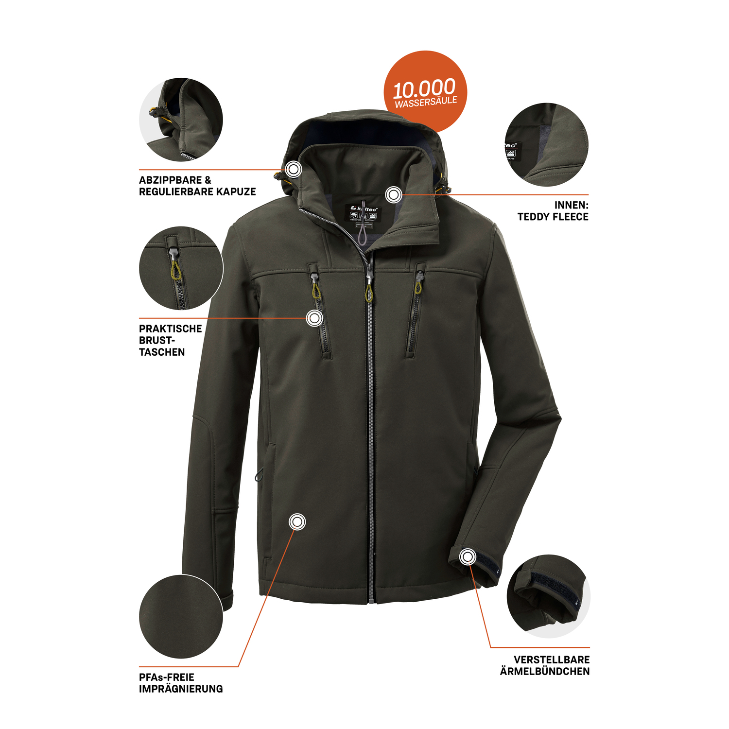 Herren killtec Grün KOW 163 MN SFTSHLL JCKT 00250 4XL Funktionsjacke