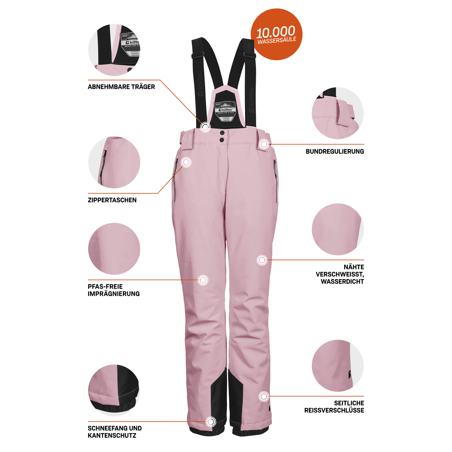 Damen killtec Rot KSW 249 WMN SKI PNTS_ERIELLE 00401 50 Latzhose