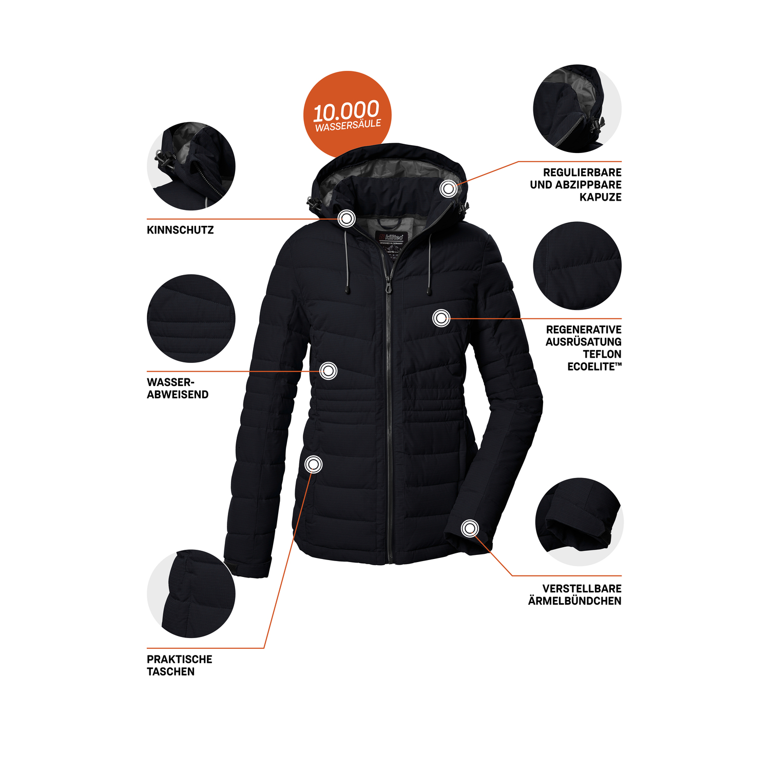 Damen killtec Schwarz KOW 10 WMN QLTD JCKT 00200 50 Funktionsjacke