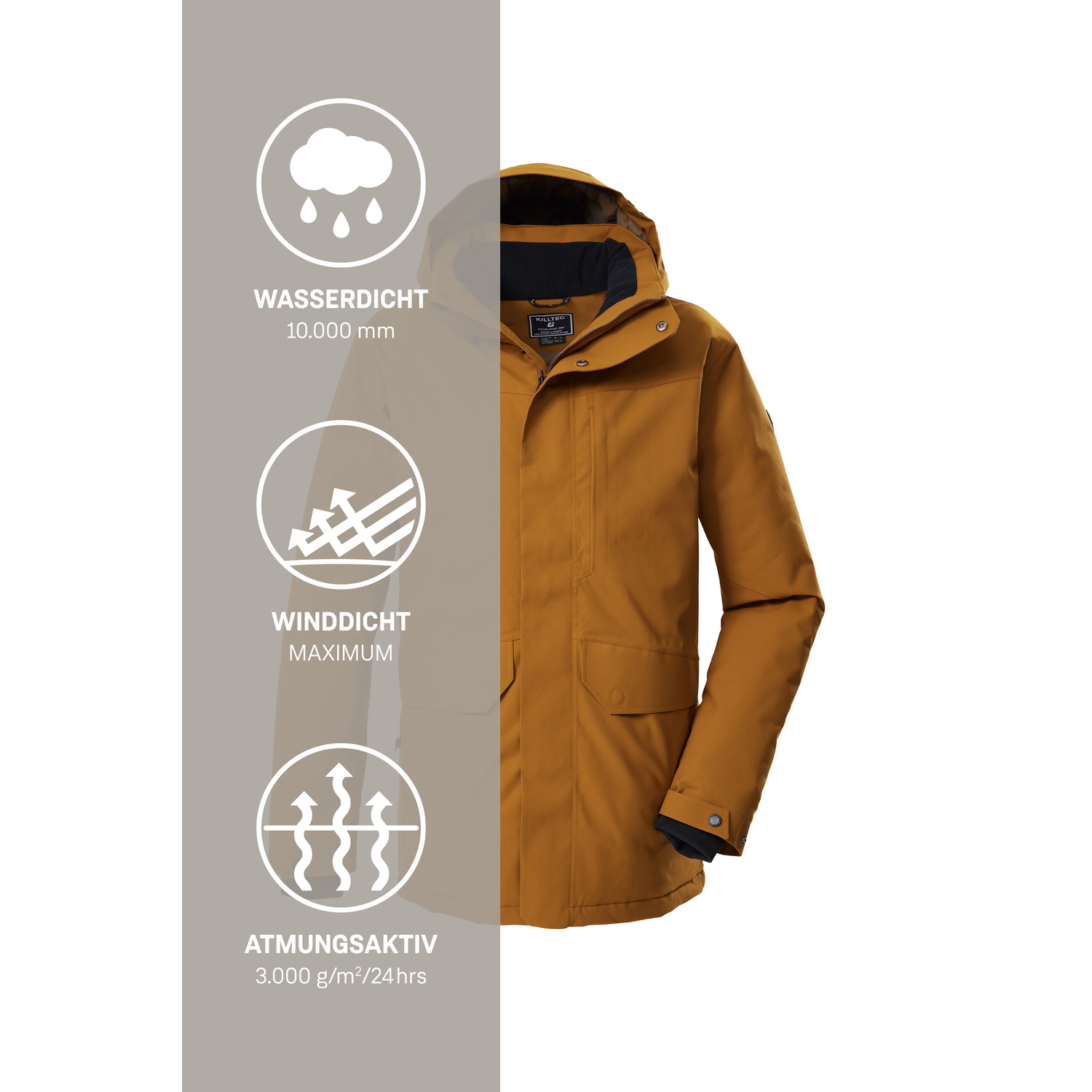 Herren killtec Cognac KOW 85 MN PRK 00313 4XL Mantel