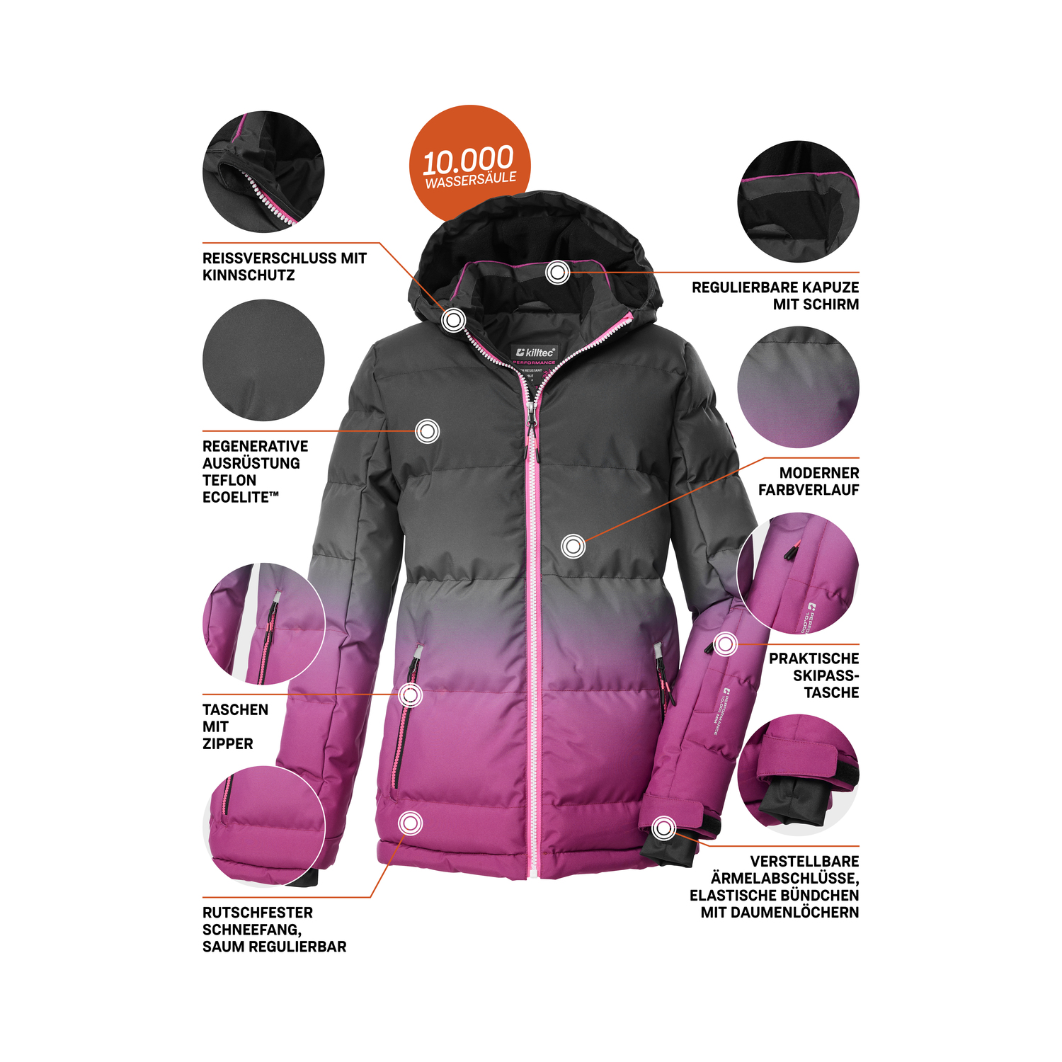 Kinder Mädchen killtec Rose KSW 330 GRLS SKI QLTD JCKT 00498 176 Funktionsjacke