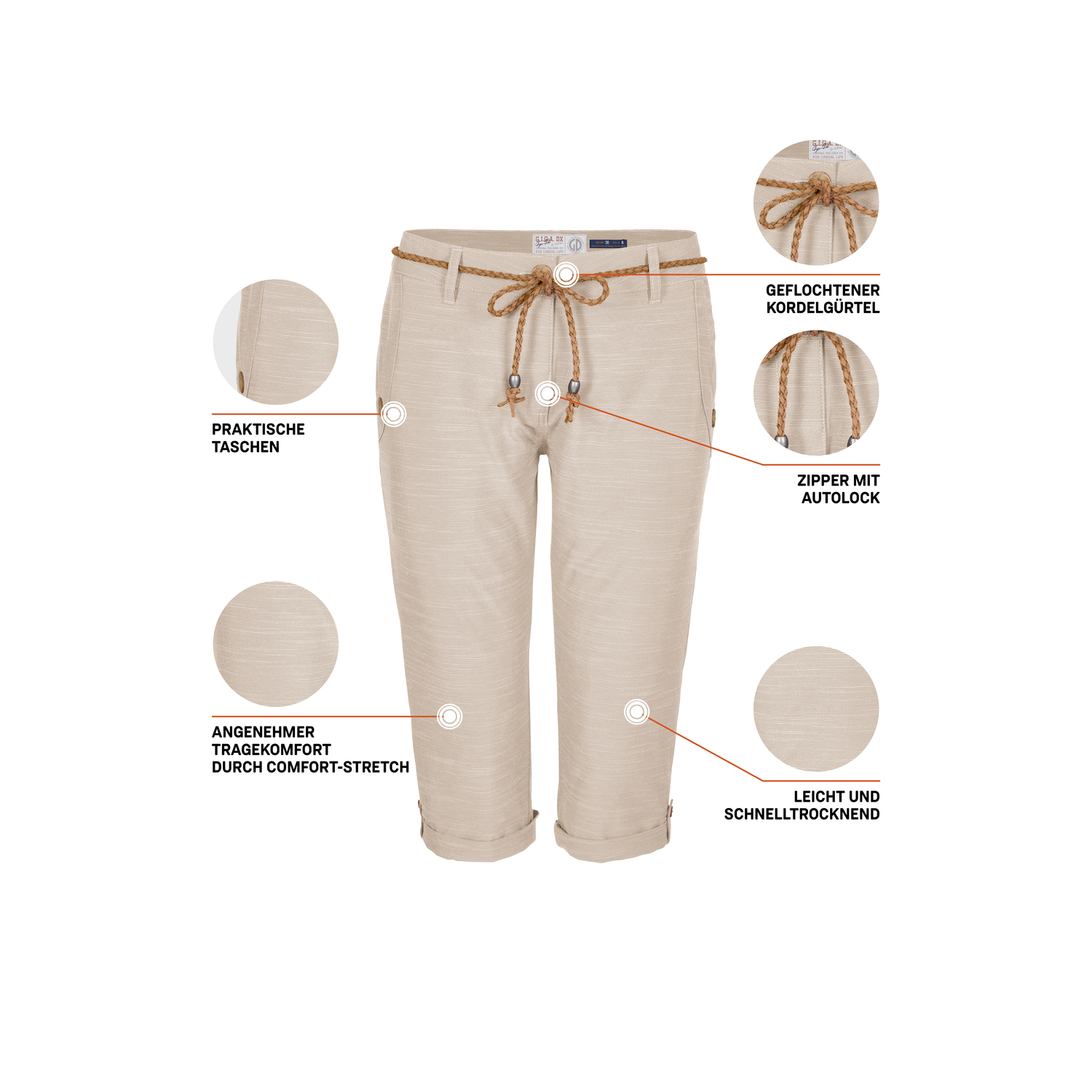 Damen G.I.G.A. DX by killtec Beige GS 93 WMN PNTS 00161 50 Caprihose