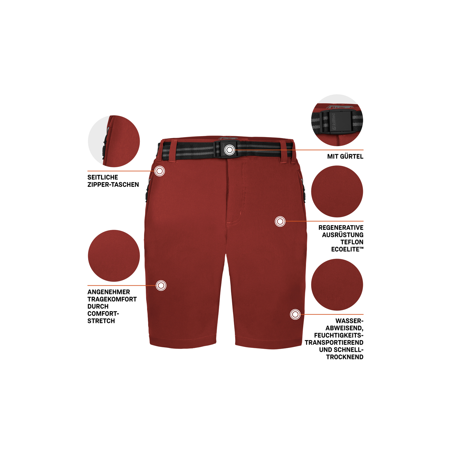 Herren killtec Rot KOS 20 MN BRMDS Bermuda