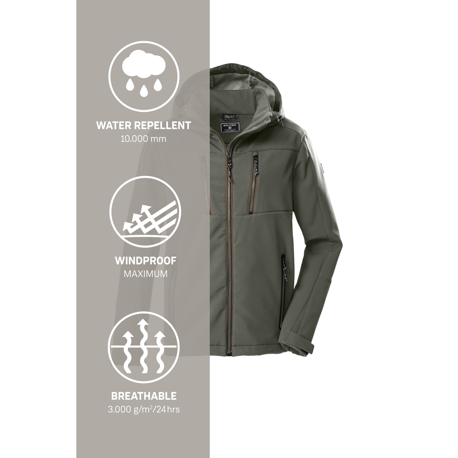 Herren killtec Oliv KOW 79 MN SFTSHLL JCKT 00717 4XL Funktionsjacke