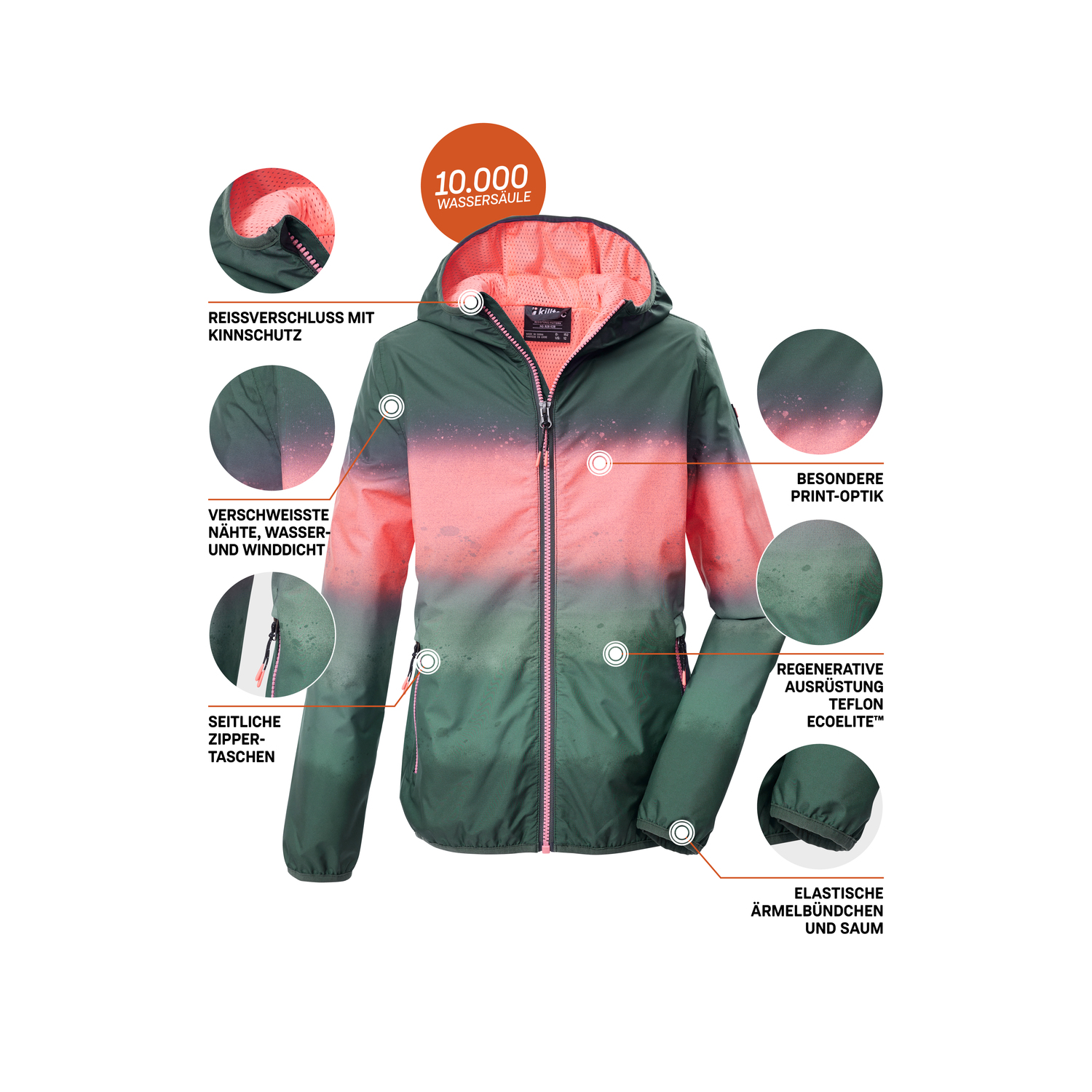 Kinder killtec Grün KOS 155 GRLS JCKT 00970 176 Funktionsjacke